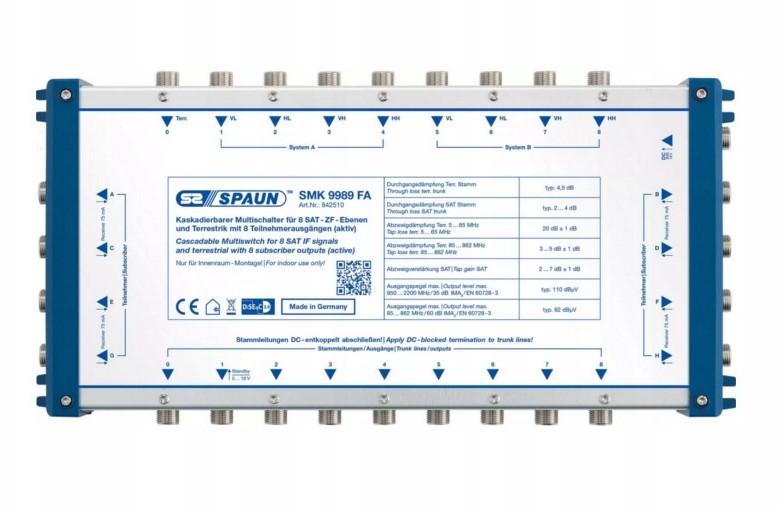 Spaun Multiswitch kaskadowy 9/9 na 8 Smk 9989 Fa