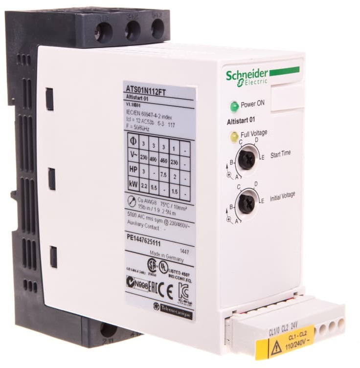 Schneider Electric Softstart 1/3-fazowy 110-480V 12A 1,5/2,2/5,5kW 230/230/400V Altistart ATS01N112FT