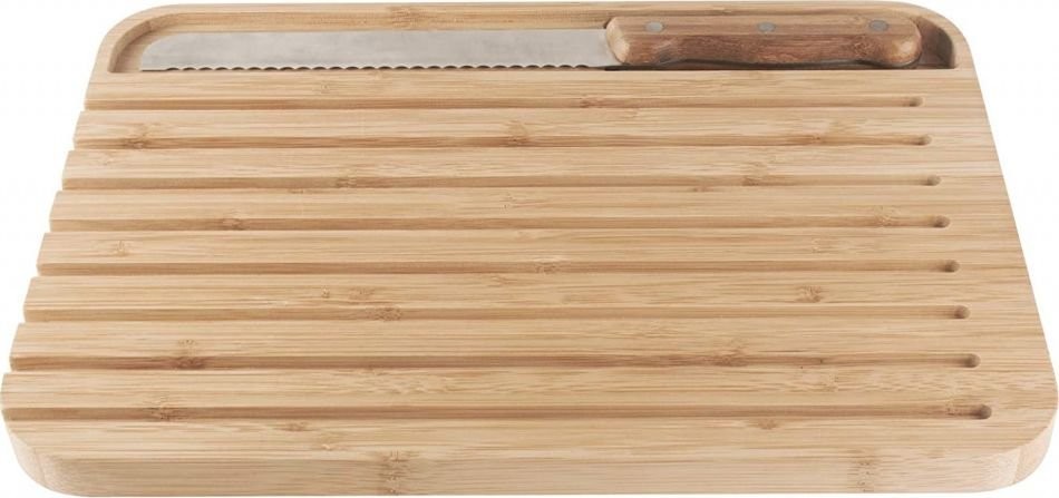 NoName Deska do krojenia deska do krojenia i nóż 36 x 26 cm bambus naturalny 2 szt twm_610244