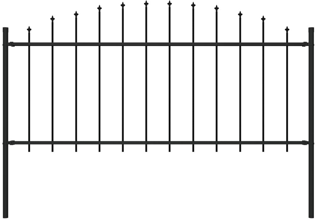 Panel ogrodzeniowy z grotami (0,5-0,75) x 1,7 m, stal, czarny