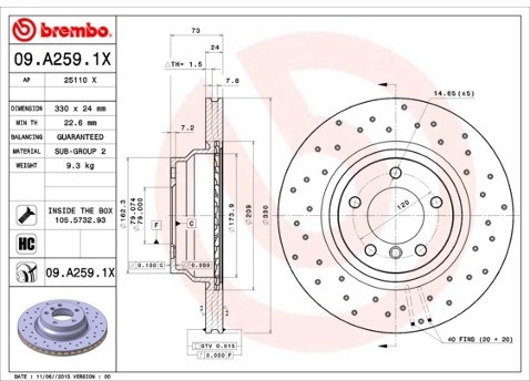 BREMBO Tarcza hamulcowa 09.A259.1X