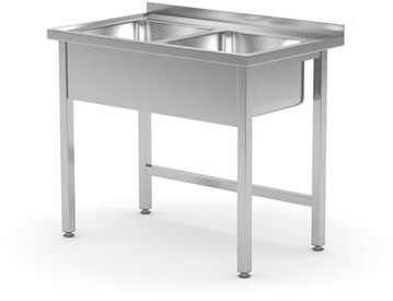 Hendi Stół z dwoma zlewami bez półki - spawany, o wym. 1000x600x850 mm 815007 815007