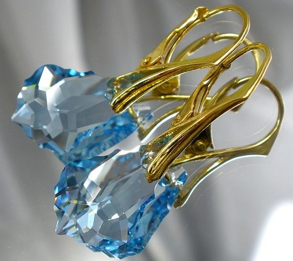 Swarovski piękne kolczyki ZŁOTE SREBRO 16AQ