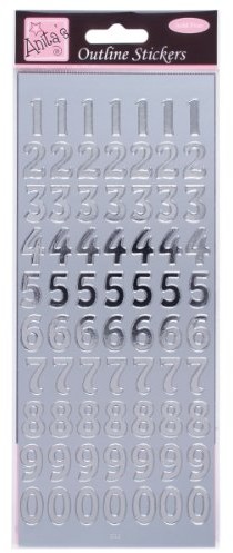 Unbekannt Naklejki anitas, cyfry od 0  9, w kolorze srebrnym 8101009