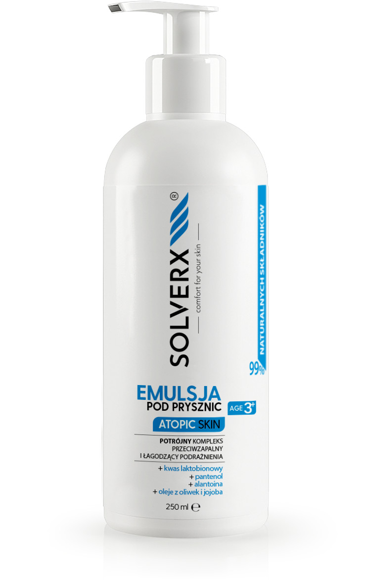 SOLVERX SOLVERX Atopic Skin Emulsja pod prysznic - łagodząca podrażnienia i przeciwzapalna  250ml