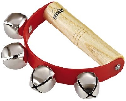 Nino Percussion Meinl NINO962 4 dzwonki do sań z naturalnym wykończeniem, czerwone NINO962