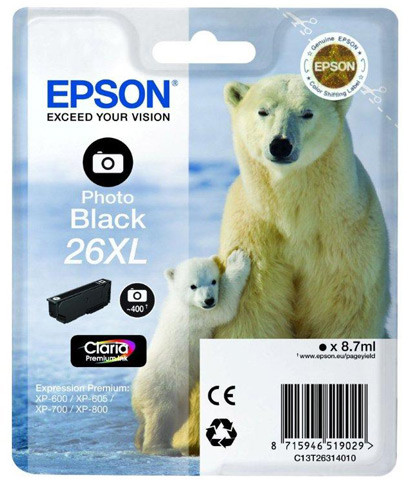Epson Tusz Epson T2631 Photo Black do drukarek Epson Zamiennik Epson T2631 [8.7ml] (C13T26314012)