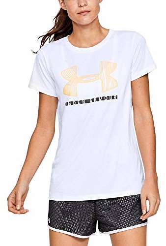 Under Armour damska koszulka Tech Ssc Graphic z krótkim rękawem White/Mango Orange/Pitch Gray (101) S 1328900-101-S