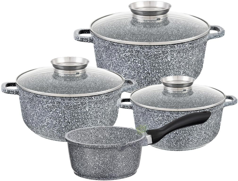 HOFFMAN Garnki Hoffman HF 7764 Zestaw 3 garnków marmurowych na indukcję z rondlem HF 7764/EH 7656/ZL 7076