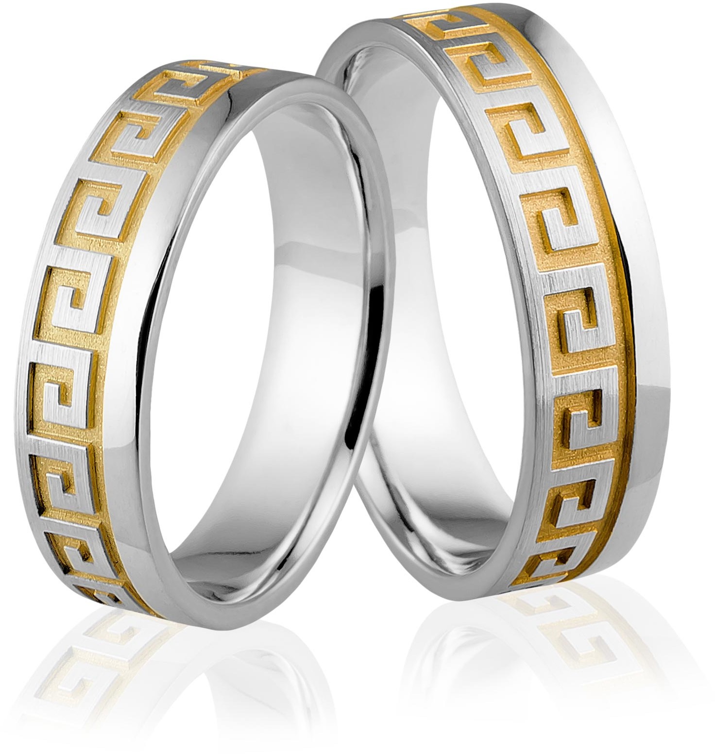 Eminence Obrączki srebrne pozłacane z greckim wzorem - wzór Ag-335 Ag-335