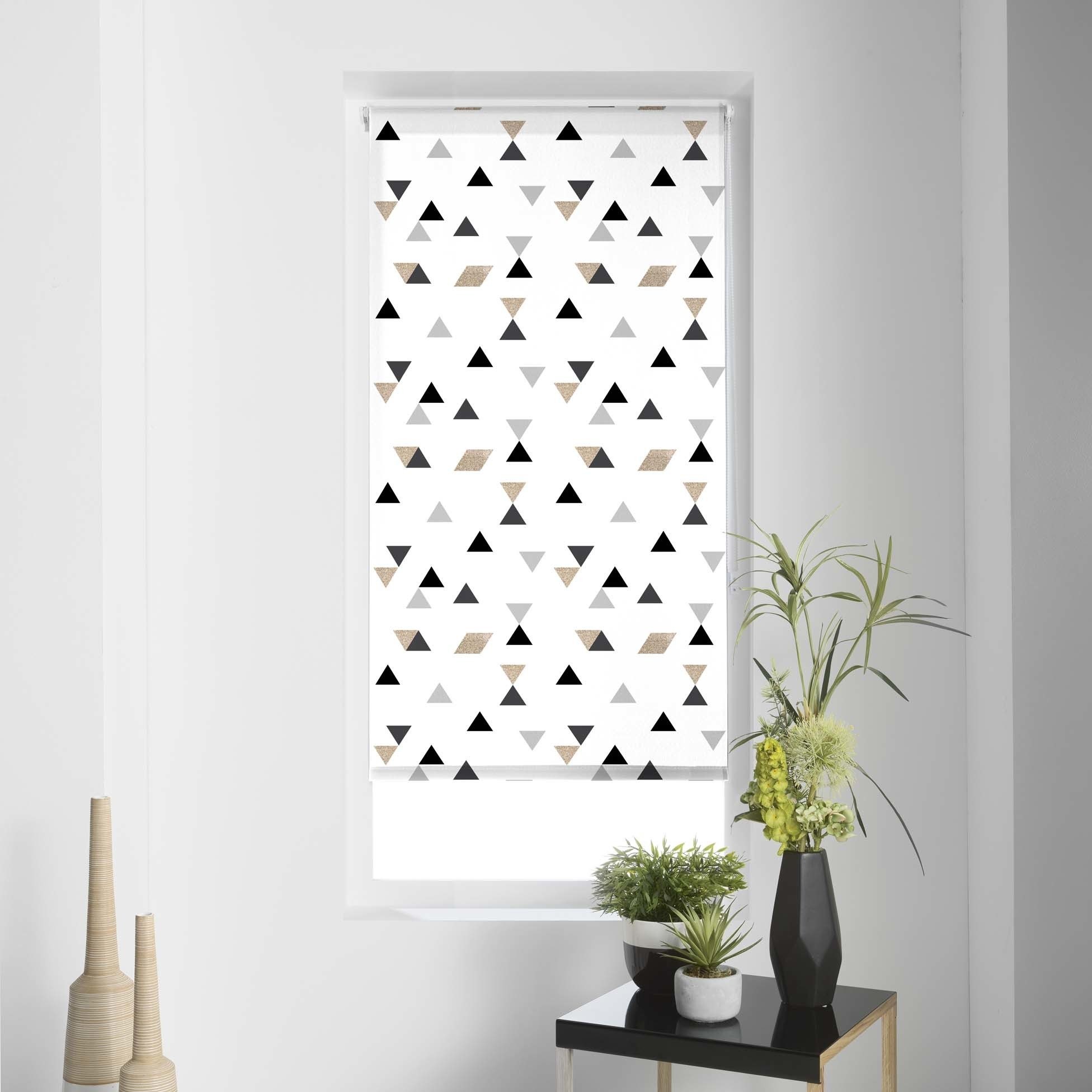 Douceur d'intérieur Douceur dintérieur Roleta okienna bezinwazyjna 60 x 180 cm biała w trójkąty 1950133