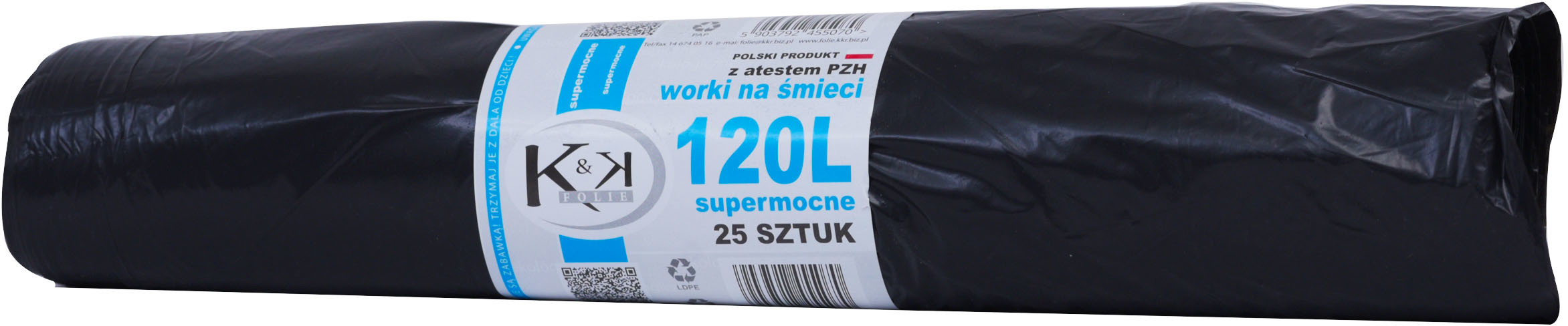 Worki na śmieci 120 L super mocne 25 szt. Czarne