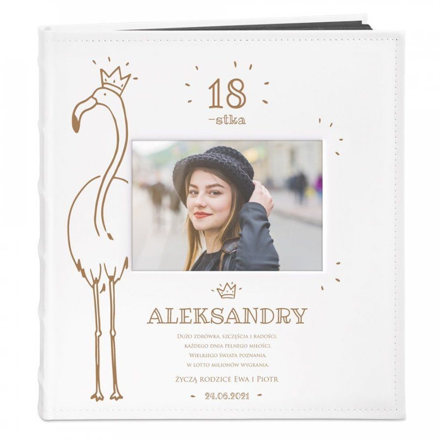 NA Murrano Album z Okienkiem Prezent Osiemnastkę Grawer Flaming ALB-BO-BK-CO2-026