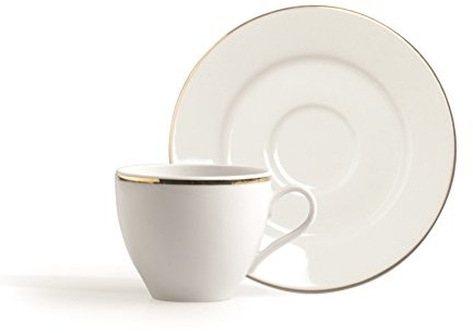 Excelsa złota kubek na kawę filiżanki z pod talerz, porcelana, biały/krawędź Złoto, 12 x 12 x 6 cm 60696