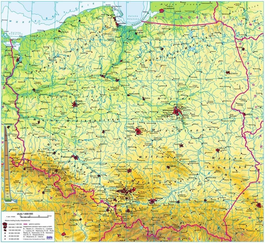 Polska - Mapa Fizyczna ED027