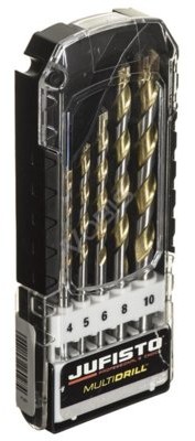 JUFISTO Zestaw wierteł Multidrill do cegły,do kamienia,do szkła,do tworzywa sztucznego 4mm,5mm,6mm,8mm,10mm 5szt