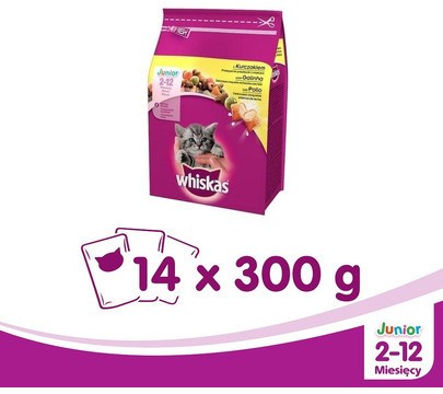 Whiskas Junior z kurczakiem 300 g x14 DARMOWA DOSTAWA OD 95 ZŁ!