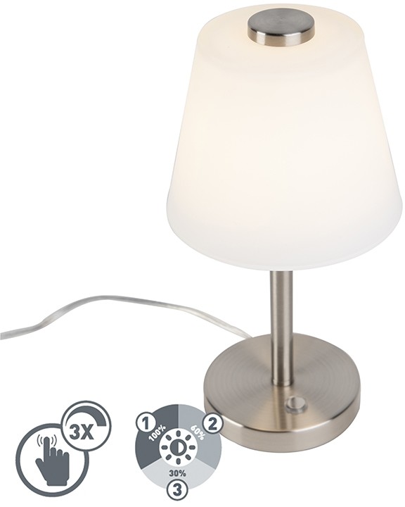 Trio Leuchten Designerska lampa stołowa stal LED 3-stopniowe ściemnianie - Regno