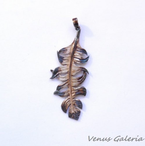 Zawieszka srebrna - Pióro brązowe II małe 414
