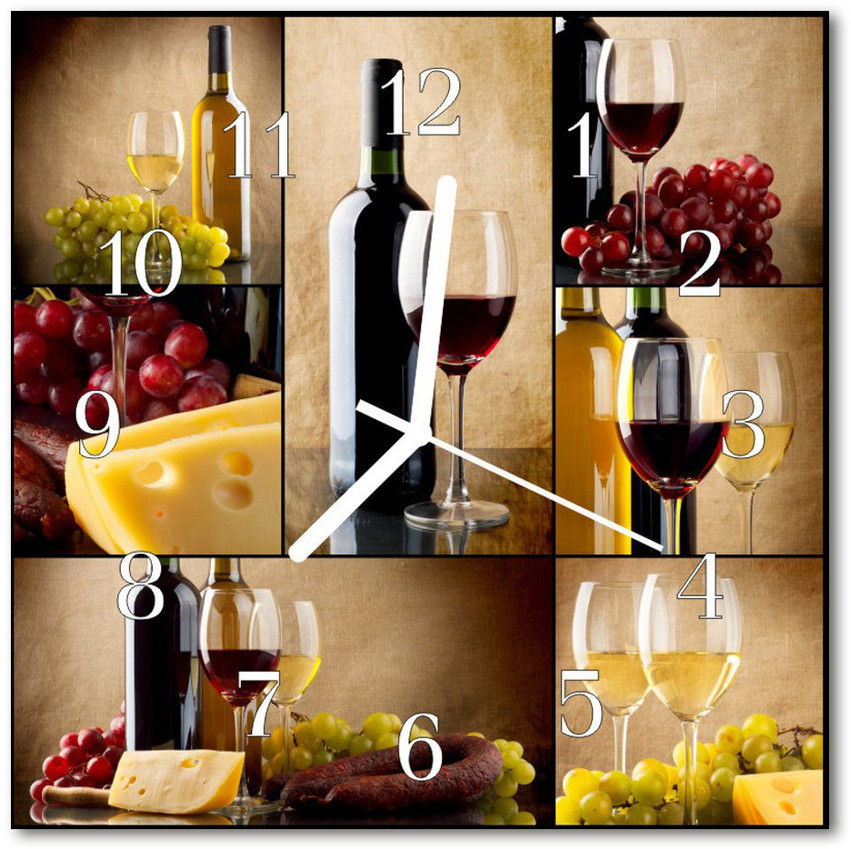 tulup pl Zegar ścienny kwadrat Butelka wina 30x30cm