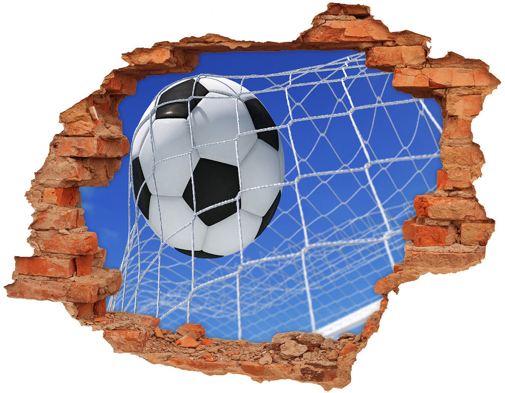 Wallmuralia.pl Fototapeta dziura na ścianę 3d Piłka w bramce