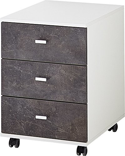 Germania 4151  261 kontener na kółkach z 3 szufladami altino GW w kolorze białym/Basalto ciemny, 40 x 58 x 50 cm (szer. x wys. x gł.) 4151-261