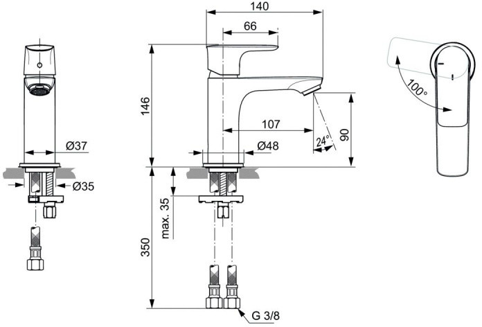 Ideal Standard Connect Air Bateria umywalkowa Blue Start bez korka złoto szczotkowane połysk A7011A2