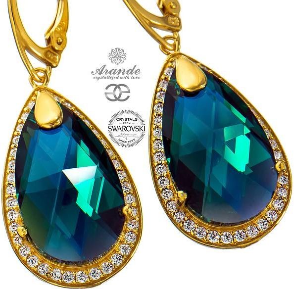 Swarovski SPECIAL kolczyki EMERALD ENCANTE GOLD ZŁOTE SREBRO