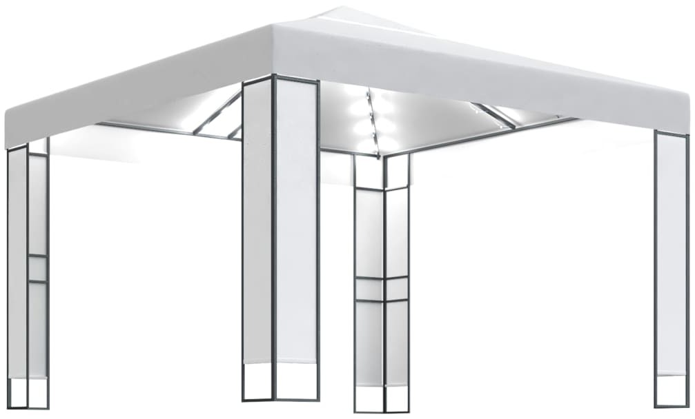 vidaXL Altana z podwójnym dachem i sznurem lampek, 3x3 m, biała
