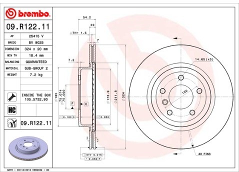 BREMBO Tarcza hamulcowa 09.R122.11