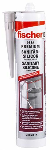 FISCHER DSSA MA Premium silikon sanitarny do fug narożnych, ruchomych i przyłączeniowych w obszarze sanitarnym i kuchennym, trwale elastyczny, 310 ml 1 sztuka nr art. 512210