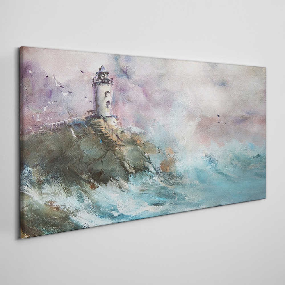 PL Coloray Obraz na Płótnie malarstwo latarnia morska 120x60cm
