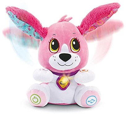 Vtech Toutou mówi ze mną, różowa pluszowa interaktywna zabawka edukacyjna - Od 12 miesięcy - wersja FR 610155