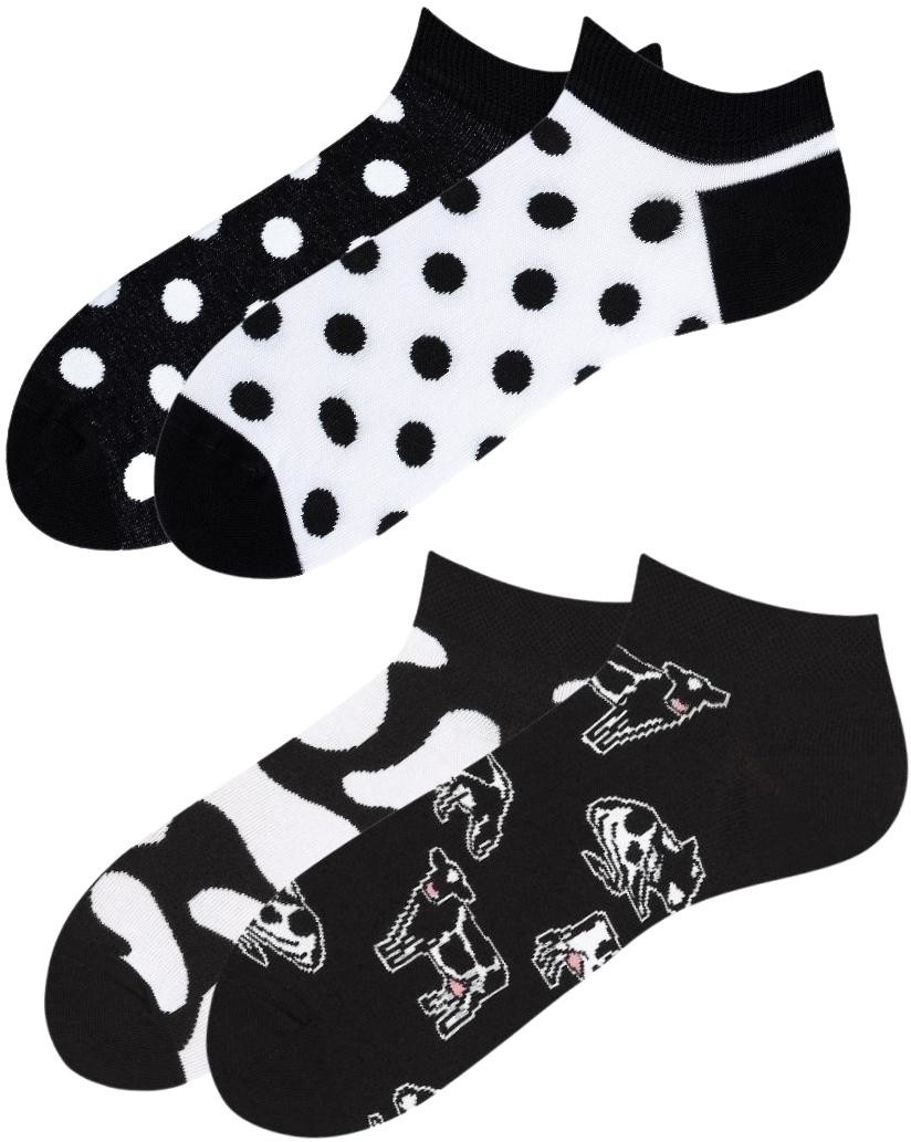 Todo Socks 2PACK CLASSIC COW zestaw czarno-białych stopek wzory Wow Cow, Grochy