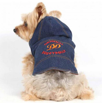 Doggy Dolly DOGGY DOLLY Kurtka jeansowa Original z kapturem XXS 13-15 cm/26-28 cm