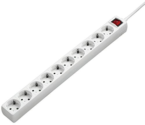Hama 10-listwa zasilająca (z listwą z przełącznikiem, przewód o długości 3 m, maks. 3500 W, zabezpieczenie przed dziećmi, gniazdo wielokrotne XXL wtyczka) Biały
