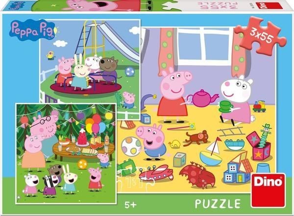 Dino puzzle Świnka Peppa na wakacjach 3x55 elementów