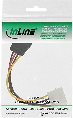InLine 29670 °C SATA Power Adapter Cable, 1 X 13,34 cm (5,25 cala) Gniazdo na 15polig SATA Stecker, 0,3 m Czarny 29670C