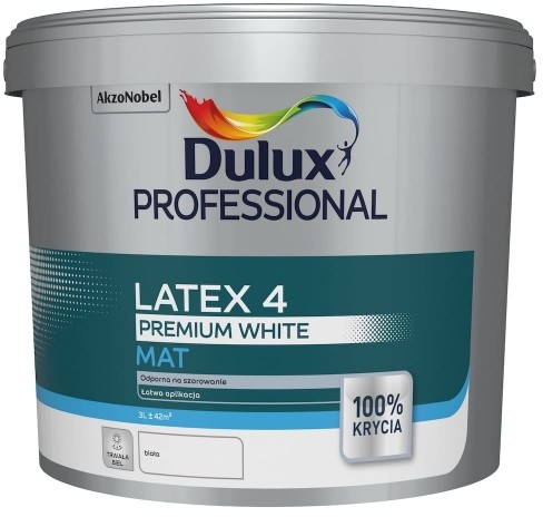 Dulux Farba lateksowa emulsyjna do ścian i sufitów Latex 4 biała 3l