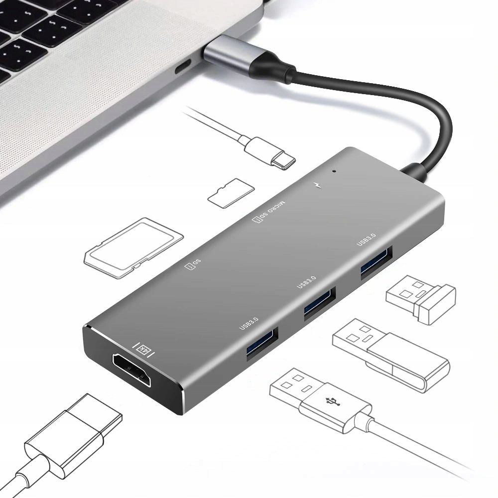 Adapter Hub 7w1 Usb-c Hdmi 4K do MacBook Pro / Air