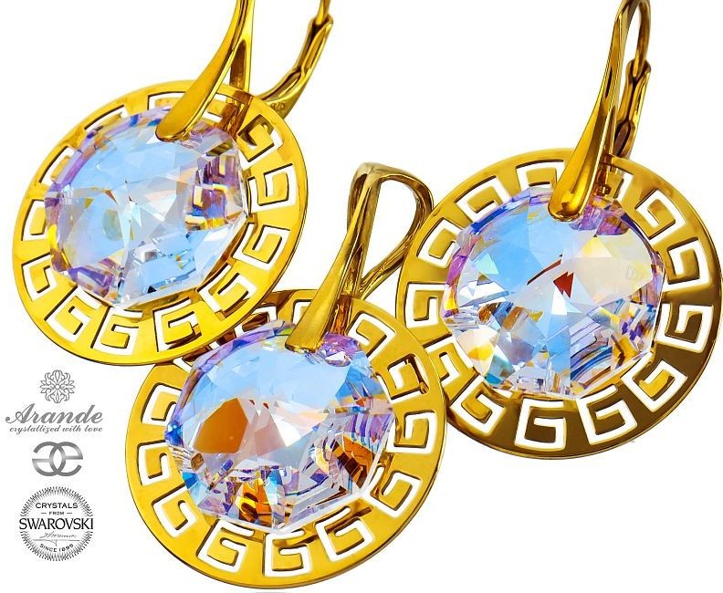 Arande SWAROVSKI Ozdobny KOMPLET Blue Aurora Gold Złote Srebro 700928