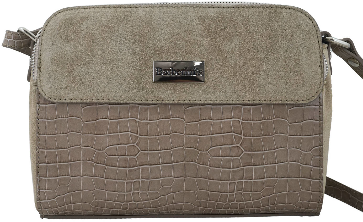 Barberini's Stylowa torebka crossbody trzykomorowa - Beżowa 885/1-2