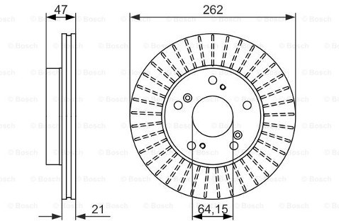 BOSCH Tarcza hamulcowa przednia, 0 986 479 687  0986479687