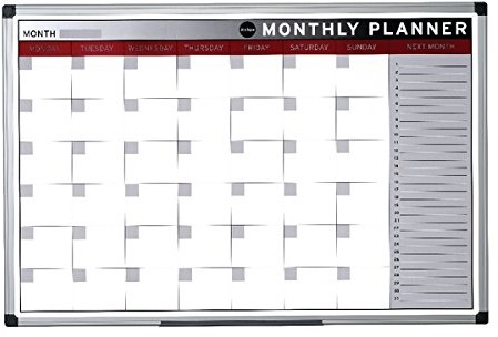 Bi-Office GA0336170 planer miesięczny, w aluminiowej ramie, wymiary 90 x 60 cm GA0336170
