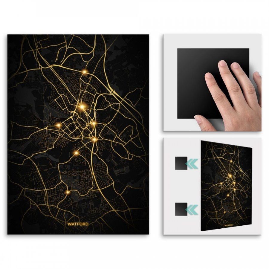 Pix4home Plakat metalowy Mapa City Lights Watford L POS-L-04406
