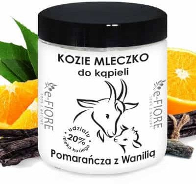 e-FIORE Kozie mleko do kąpieli z kolagenem, pantenolem, olejkiem jojoba Pomarańczą i wanilią 400g