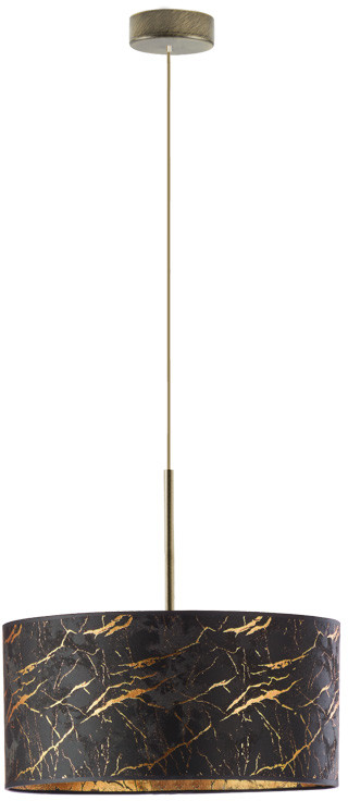 LYSNE Żyrandol z okrągłym tkaninowym abażurem SINTRA MARMUR fi 30 cm 14531/1311