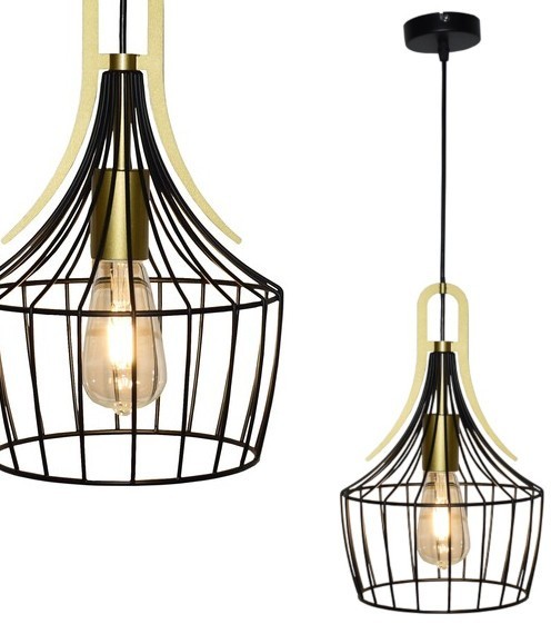 Rabalux Wisząca LAMPA loft PAROV 4925 metalowy ZWIS klatka do salonu czarna 4925