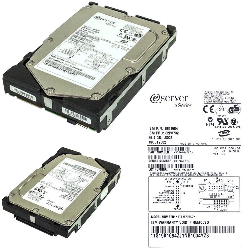 IBM Dysk 32P0732 36.4GB 15K U320 Scsi 80p 19K1684