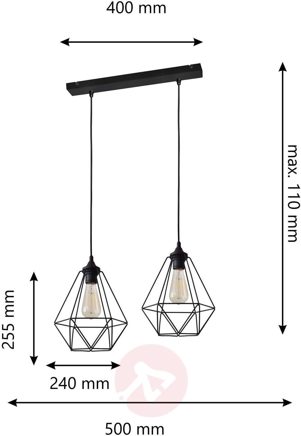 HELAM Lampa wisząca Karo, 2-punktowa, czarna